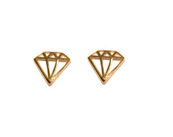 Diamond Stud Earrings, Diamond Silhouette, Diamond Shape Earrings, Classic Stud Earrings, Gold Earrings. Silver Earrings, Diamond Studs,