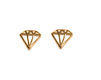 18K Gold Fill Diamond Silhouette Stud Earrings