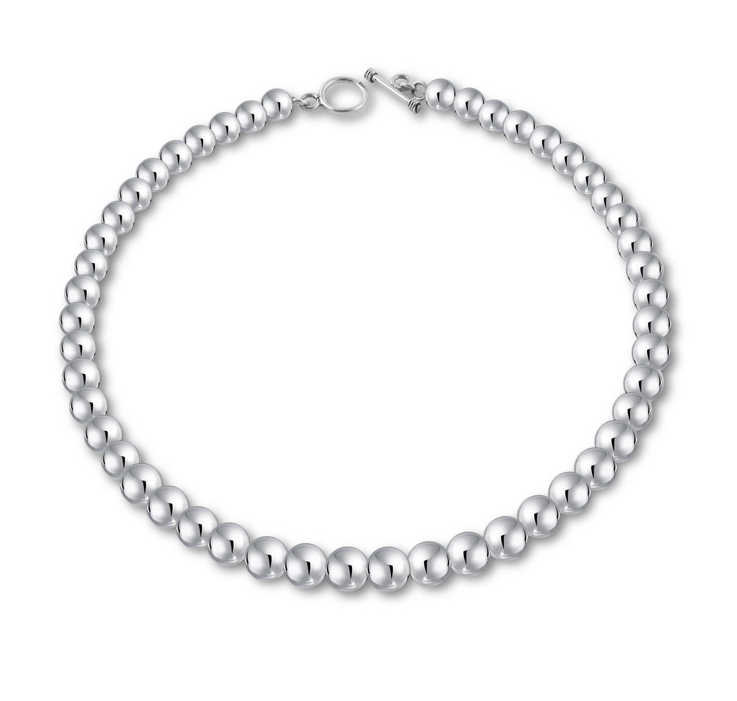 Sterling Silver Ball Beads Necklace Classic Necklace Etsy