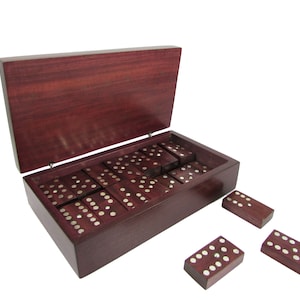 Rosewood and Sterling Silver Domino Game Box Set. Dominoes for Game Night. Unique Gifts, Housewarming, Home Decor imagem 1