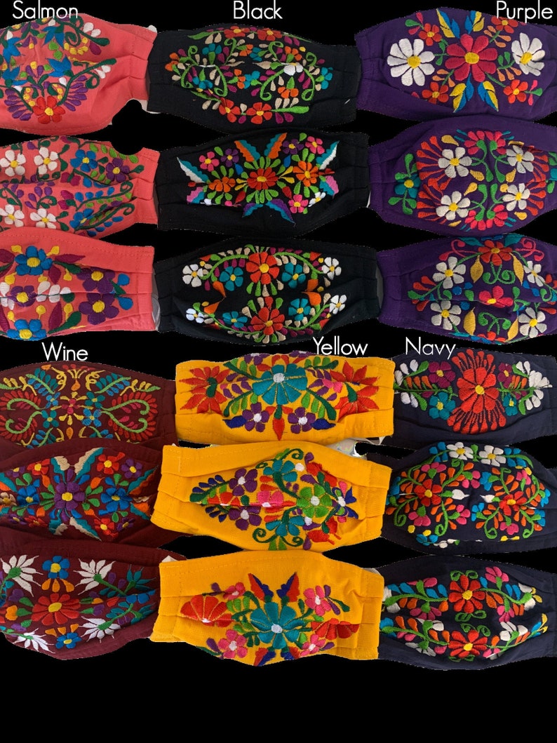 Embroidered Facemask. Washable, 100% Cotton Facemasks. One of a Kind with Floral Embroidery. Re-usable Face Mask, Face Cover. 