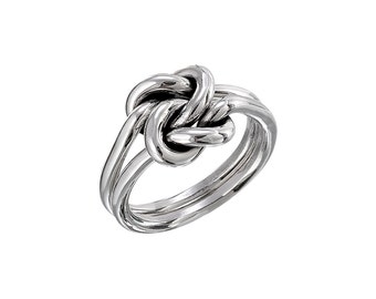 Bague double noeud séparée faite main en argent sterling, noeud marin, noeud d'amour, noeud d'amitié, bague de promesse