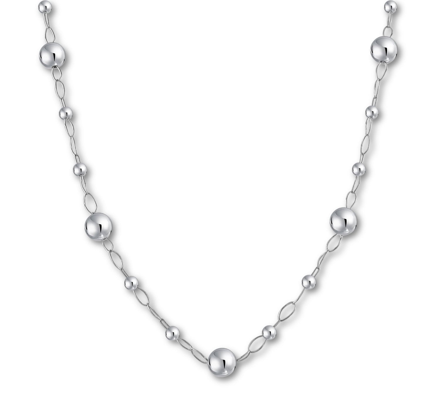 Sterling Silver Ball Bead Necklace, Opera Length, Hammered or Polished. Heirloom Quality