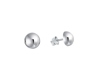 925 Sterling Silver 6mm Half Ball Stud Earrings – Highly Polished With Gift Bag, H067