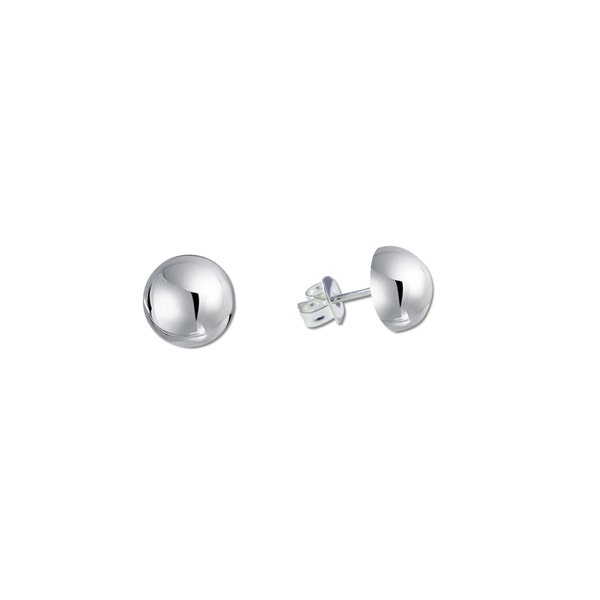 Sterling Silver High Polish Half Ball Stud Earrings - Available in Sizes 6mm to 20mm. Dome Earrings. Half Circle Stud Earrings.