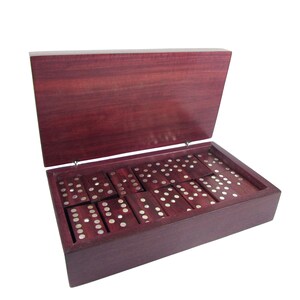 Rosewood and Sterling Silver Domino Game Box Set. Dominoes for Game Night. Unique Gifts, Housewarming, Home Decor image 2