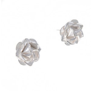 Sterling Silver Roses Earrings. Shiny Flower Rose Earrings. Available in Studs or Drop Earrings. 1.1 cms. Gifts for her.