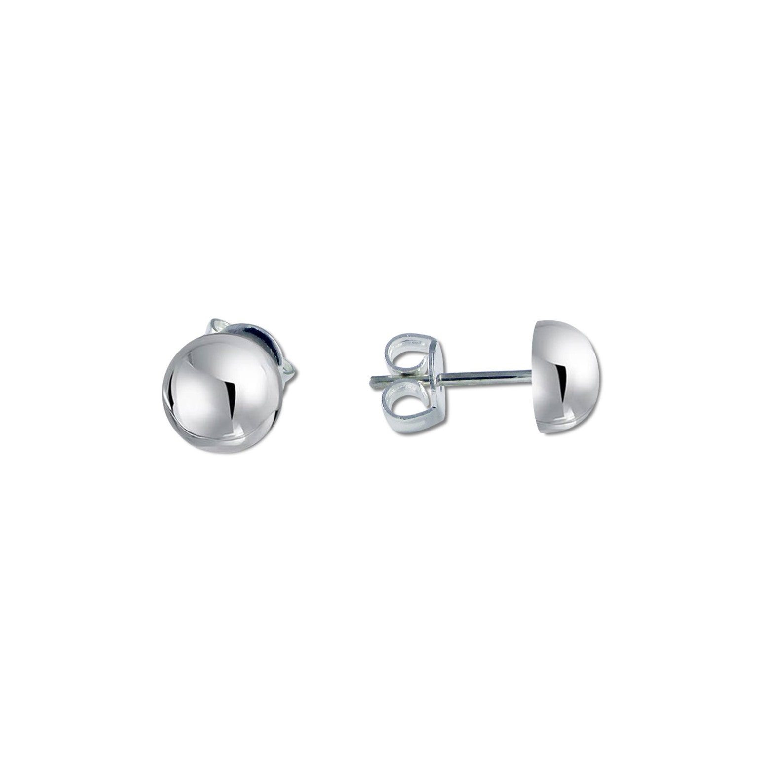Sterling Silver High Polish Half Ball Stud Earrings | Etsy