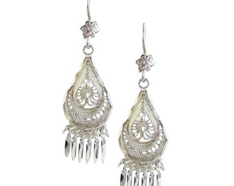 925 Silver Teardrop Filigree Earrings. Traditional Mexican Filigree Shiny Silver Earrings. Available in 3 sizes. Gifts for her