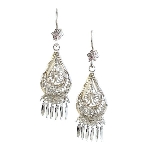 925 Silver Teardrop Filigree Earrings. Traditional Mexican Filigree Shiny Silver Earrings. Available in 3 sizes. Gifts for her