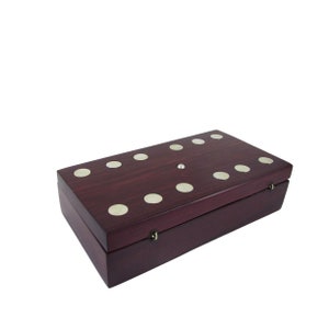 Rosewood and Sterling Silver Domino Game Box Set. Dominoes for Game Night. Unique Gifts, Housewarming, Home Decor imagem 3