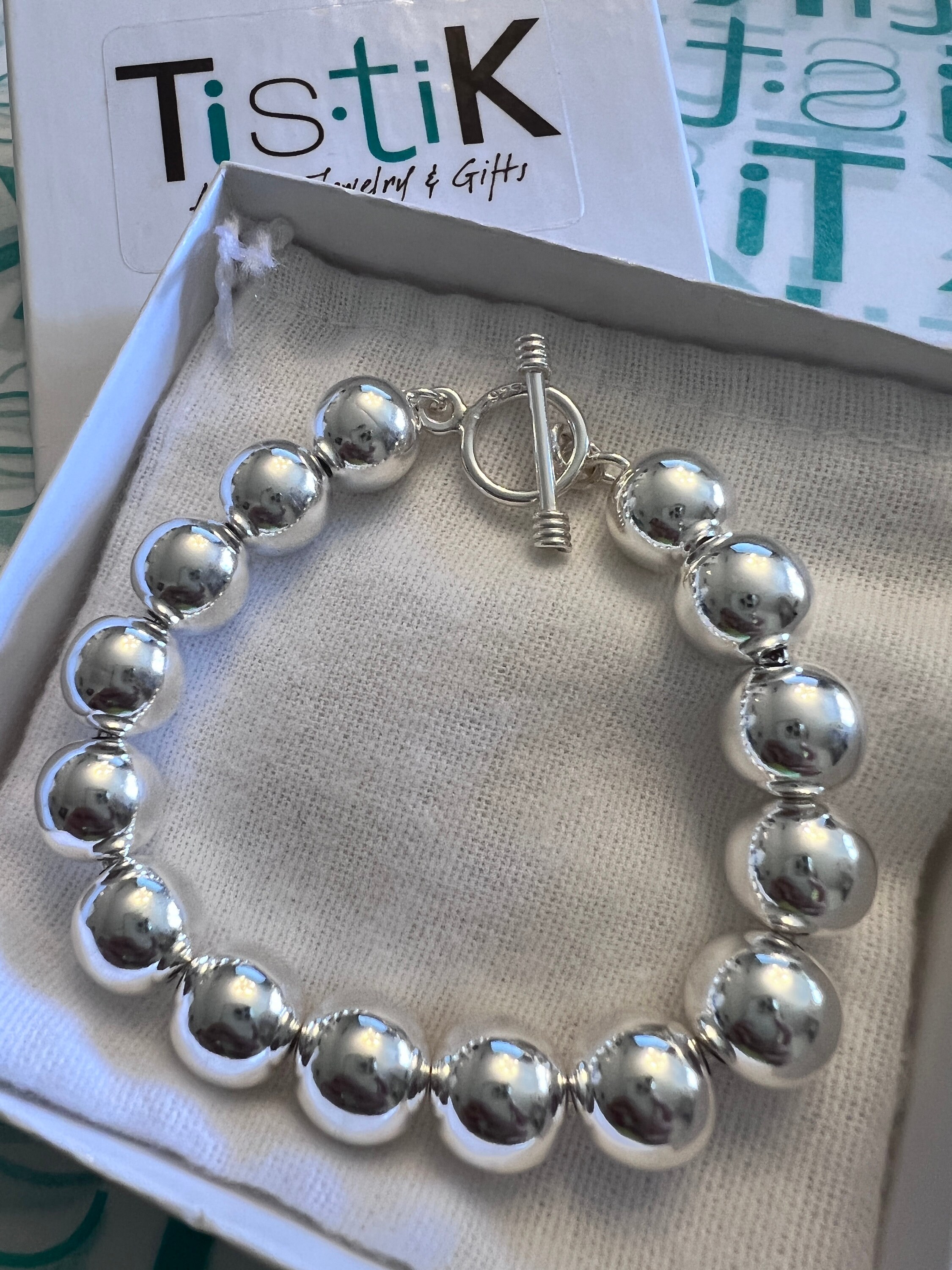 Sterling Silver Beads Bracelet, Silver Bead Bracelet