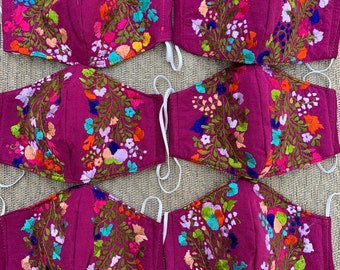 Mascherina Viso Donna In Cotone 100% Fatta A Mano – Motivo Floreale (Multicolore) – Lavabile - Foto 2