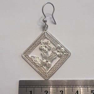 Sterling Silver Filigree Earrings with Flowers and Butterflies. One of a Kind Dangle Earrings with intricate work. Gifts for mom. image 9