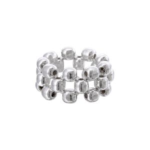 Sterling Silver, .950 Silver Ball Beads Stretch 3 Row Ring, Statement Ring, Slip on Ring, Elastic, Everyday Ring, Gifts for her, mom gifts