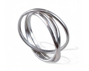 Anillo de plata de ley con bandas entrelazadas, anillo giratorio antiestrés