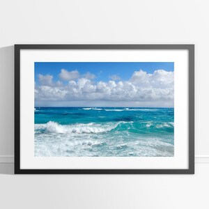 Ocean Waves Beach Photography, Matted, Unframed, Coastal Wall Art