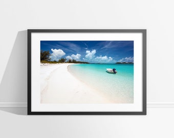 Boat and Beach Wall Art, Large Beach Photograph, Nautical Art