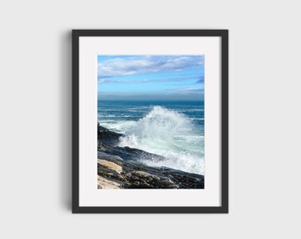 Ocean Wave Beach Photography, Unframed, Pemaquid Maine