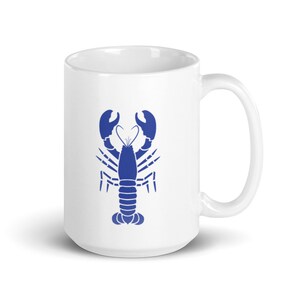 White Ceramic Buoys and Lobster Nautical Ready to Personalize, Mug 15 ounce