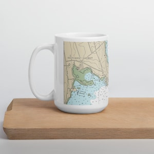 Southwest Harbor Maine Nautical Ceramic Coffee Mug, Nautical Gifts, Acadia National Park gift