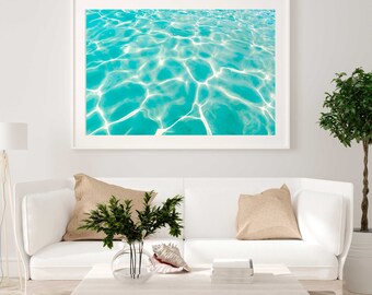 Large Fine Art Ocean Water Print, Coastal Decor, Ocean Print, Beach Photography, Aqua and Teal Blue