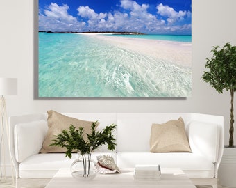 Exuma Bahamas Sand Bar Metal Print, Ocean Seascape Print, Island Beach Metal Wall Art
