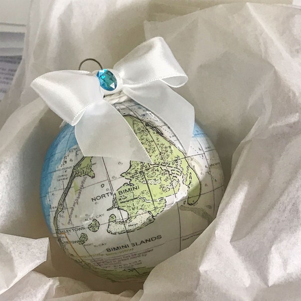 Bimini Bahamas Nautical Christmas Ornament, Bahamas Ornament, Bimini Map ornament