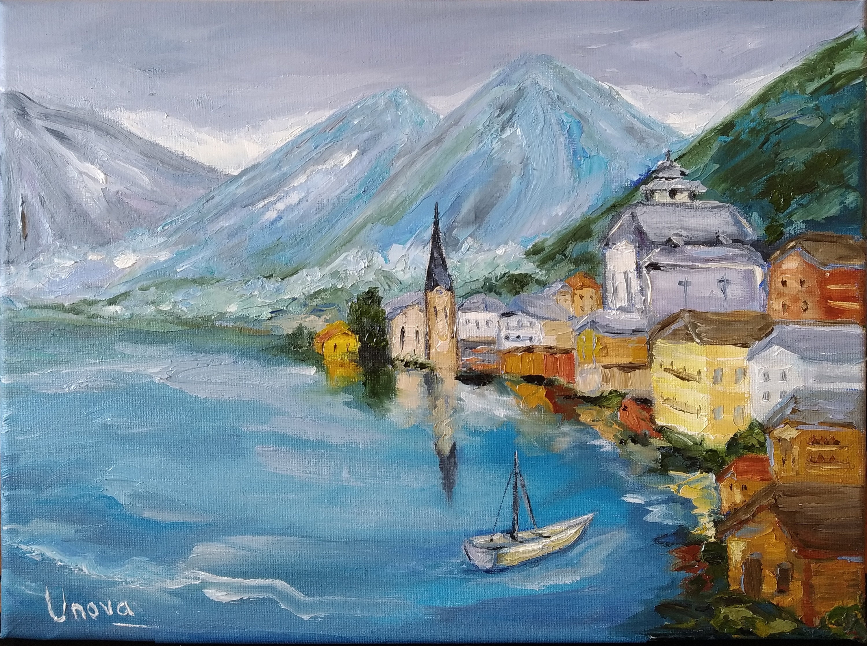 Austrian Alps Town, Painting by Numbers