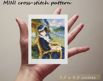 Renoir Mini-Kreuzstichmuster Pierre-Auguste Renoir Gemälde am Meer Miniatur-Kunstwerk PDF-Vorlage Meisterwerk Kreuzstich Kunstminiatur