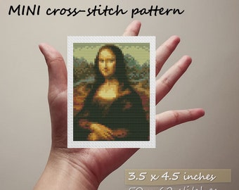 Mona Lisa Mini Cross stitch pattern Leonardo Da Vinci painting Tiny Gioconda Famous artists PDF chart Masterpiece cross stitch Art miniature