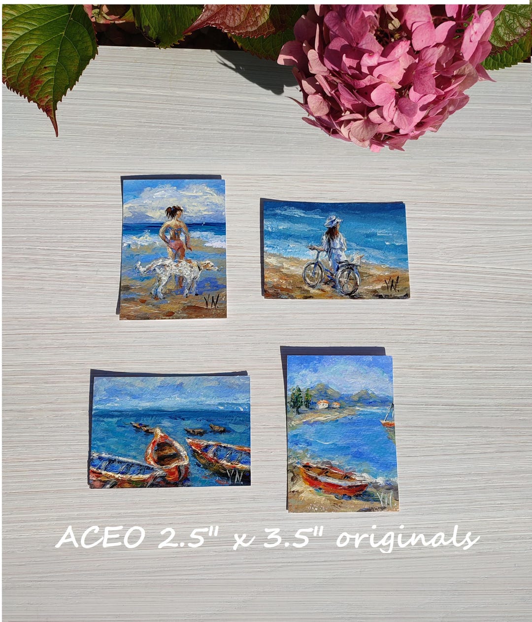 ACEO Original Oil Paintings Aceo Original Art ACEO Cards Seashore Boats ...