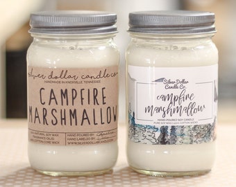 Campfire Marshmallow Scented Candle, Mason Jar Candle, Marshmallow, Handmade Scented Candle, Mens candle, gift for men,candle, unique candle