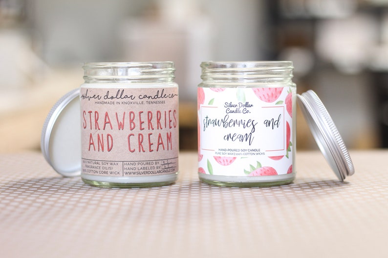 Strawberries & Cream Candle Scented Candles Soy Candle Etsy