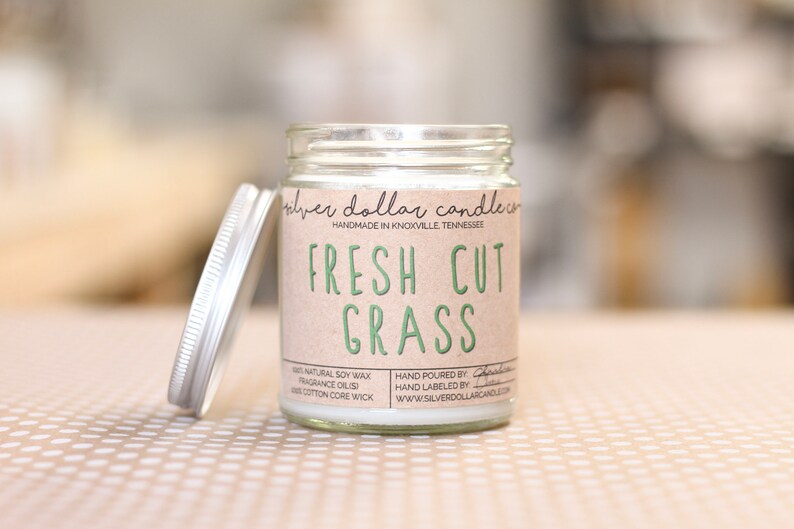 Fresh Cut Grass 8oz Scented Candle Strong Scented Candles Etsy