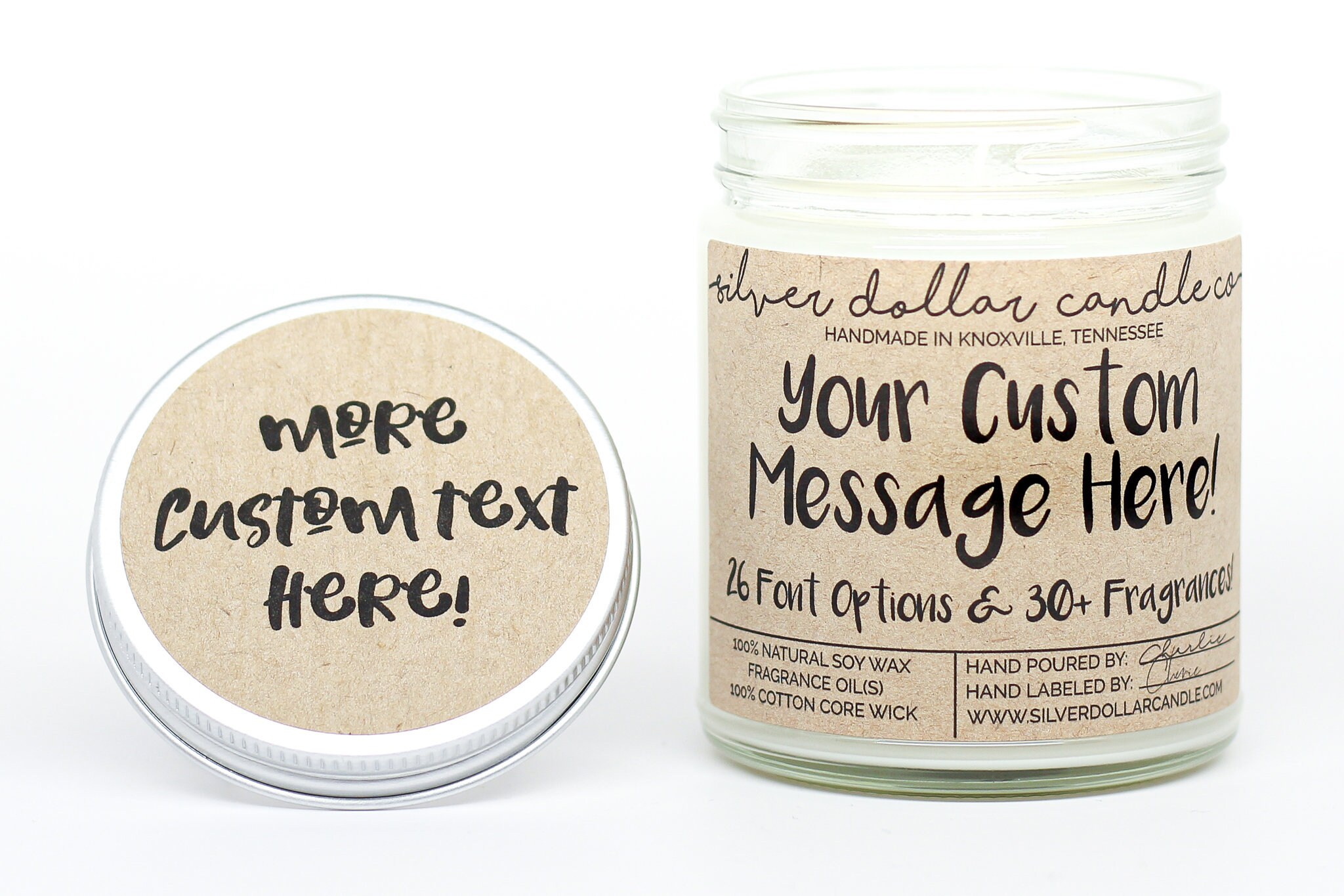 Bougie Personnalisée - 26 Styles de Police -30+ Parfums Mignon Bougie Soja Personnalisée, Noël, Cade