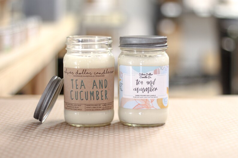 Tea and Cucumber Scented Candle Mason Jar Candles Relaxing Etsy