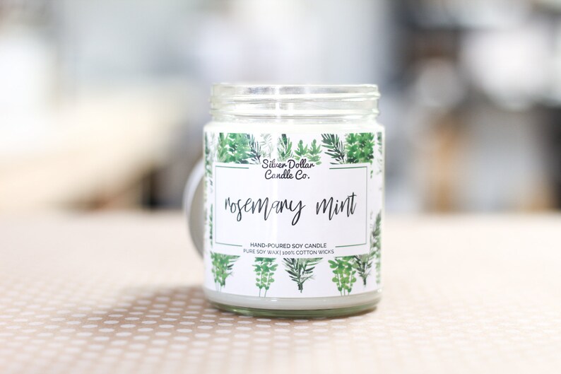 Rosemary Mint Scented Candles Handmade Scented Candles Herb Etsy
