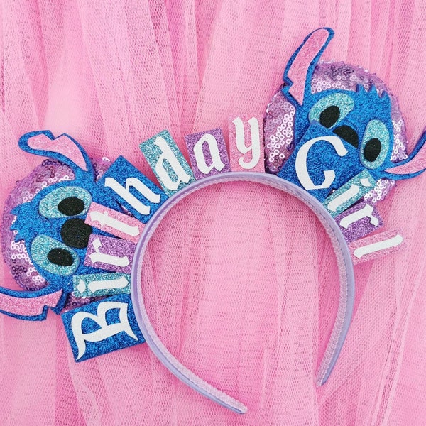 Sequin Stitch Birthday Ears - Experiment 626 Ohana Ears - Minnie Mouse Ears Birthday Minnie Ears - Stitch Ears - Birthday Mickey Ears