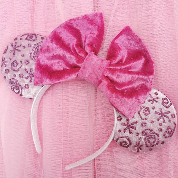 Ready To Post - Mad Hatter Tea Cup Ears - Pastel Minnie Mouse Ears -Velvet Mouse Ears - Park Ride Headband by LubyandLola - Pink Velvet Ears