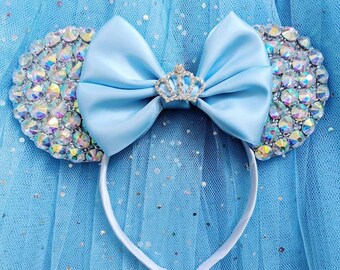 Crystal Minnie Mouse Ears With Satin Bow and Diamante Crown  display picture 1