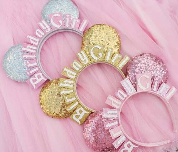 Sequin Birthday Girl Ears - Birthday Mickey Ears Headband  display picture 3