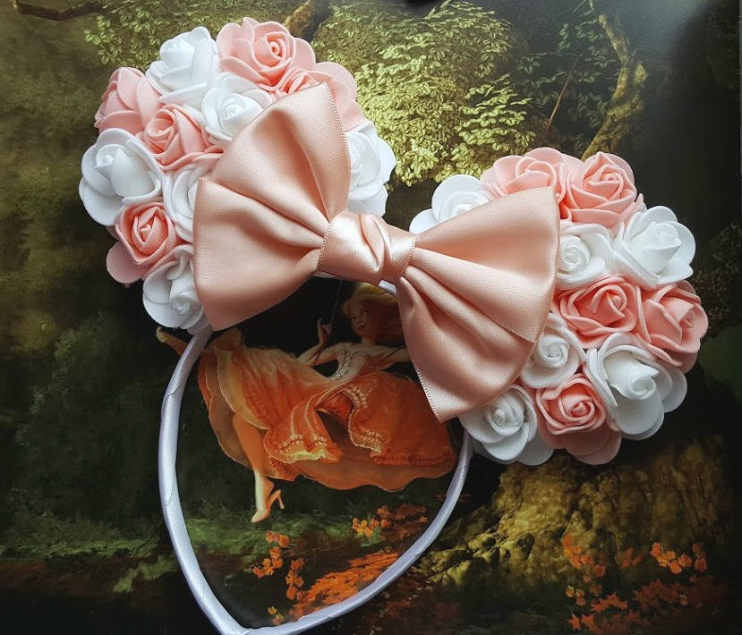 Peach Rose Minnie Ears – Floral Mouse Ear Headband  display picture 3