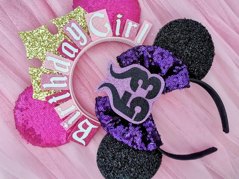Orecchie da Topolino per il compleanno con fiocco di paillettes a scelta - vari colori Cerchietto per Minnie per il compleanno - Accessori per il compleanno di Topolino - Fiocchi per il compleanno immagine 12