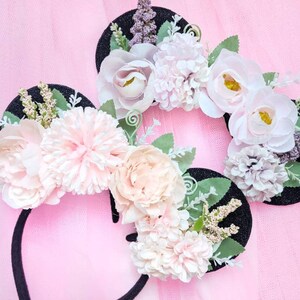 Minnie Mouse Ears With Flower Crown - Various Colour Flowers  display picture 1