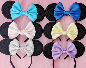 36 Colours Available! Black Minnie Mouse Ears with satin bow - Minnie Headband - Budget Mouse Ears - Variety of colours to choose from!