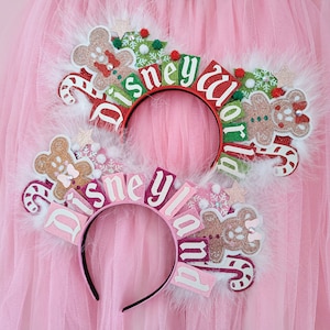 Deluxe Gingerbread Mickey Ears - Christmas Ears - Christmas Tree Headband Xmas Minnie Mouse Ears - DLP WDW Park Ears by Luby and Lola