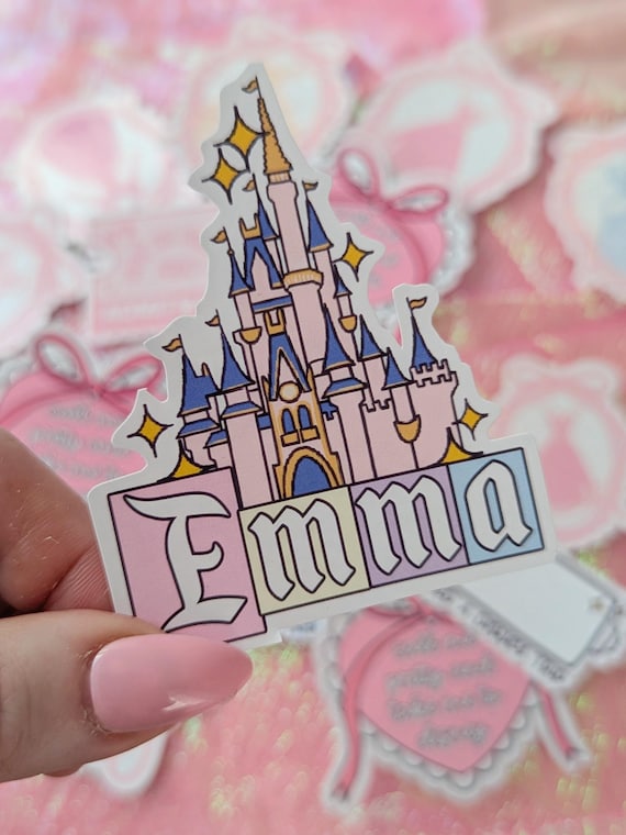 Personalised Fairytale Castle Name Sticker | Custom Magic Kingdom Sticker for Disney Lovers | Splashproof Glossy Sticker Stationary