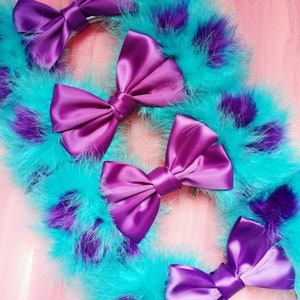 Made-To-Order Monsters Inspired Minnie Mouse Ears Satin Purple Bow Sulley Mickey Mouse Ears Fluffy Blue Ears Monster Academy Headband image 6