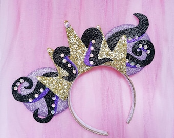 New Disney Ears Ursula Little Mermaid Black Purple Gold Glitter Headband s-l400.jpg main image 4